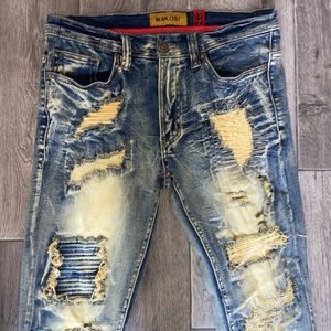 Makobi stitched & distressed  Demin Jeans